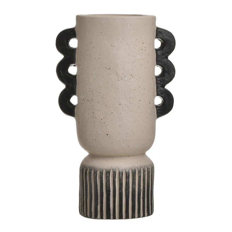 Black/Beige Fiberglass Vase 21Χ14Χ36