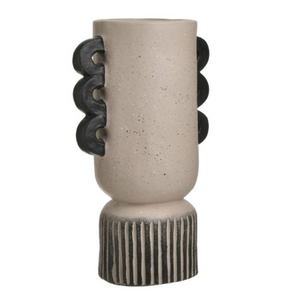 Black/Beige Fiberglass Vase 21Χ14Χ36
