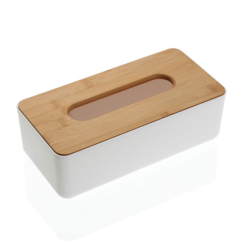 caja de pañuelos tisue con tapa de bambú