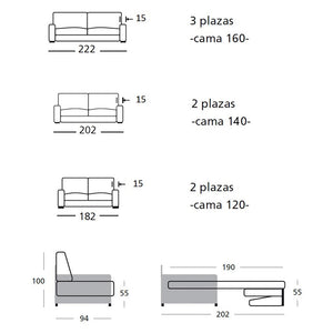 Sofá Cama 2/3 Plazas Gales