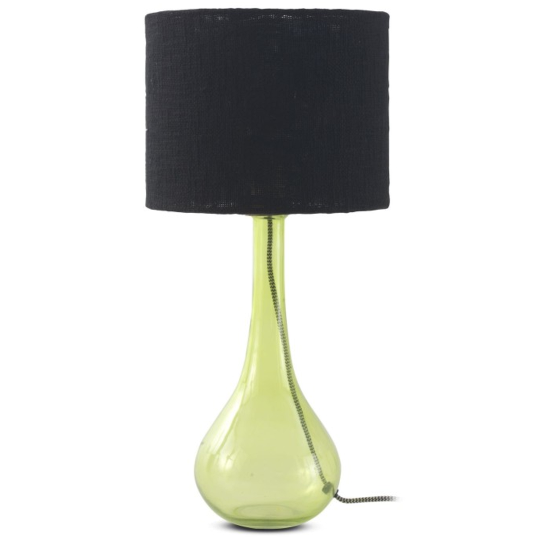 Lámpara sobremesa cristal verde pantalla negra