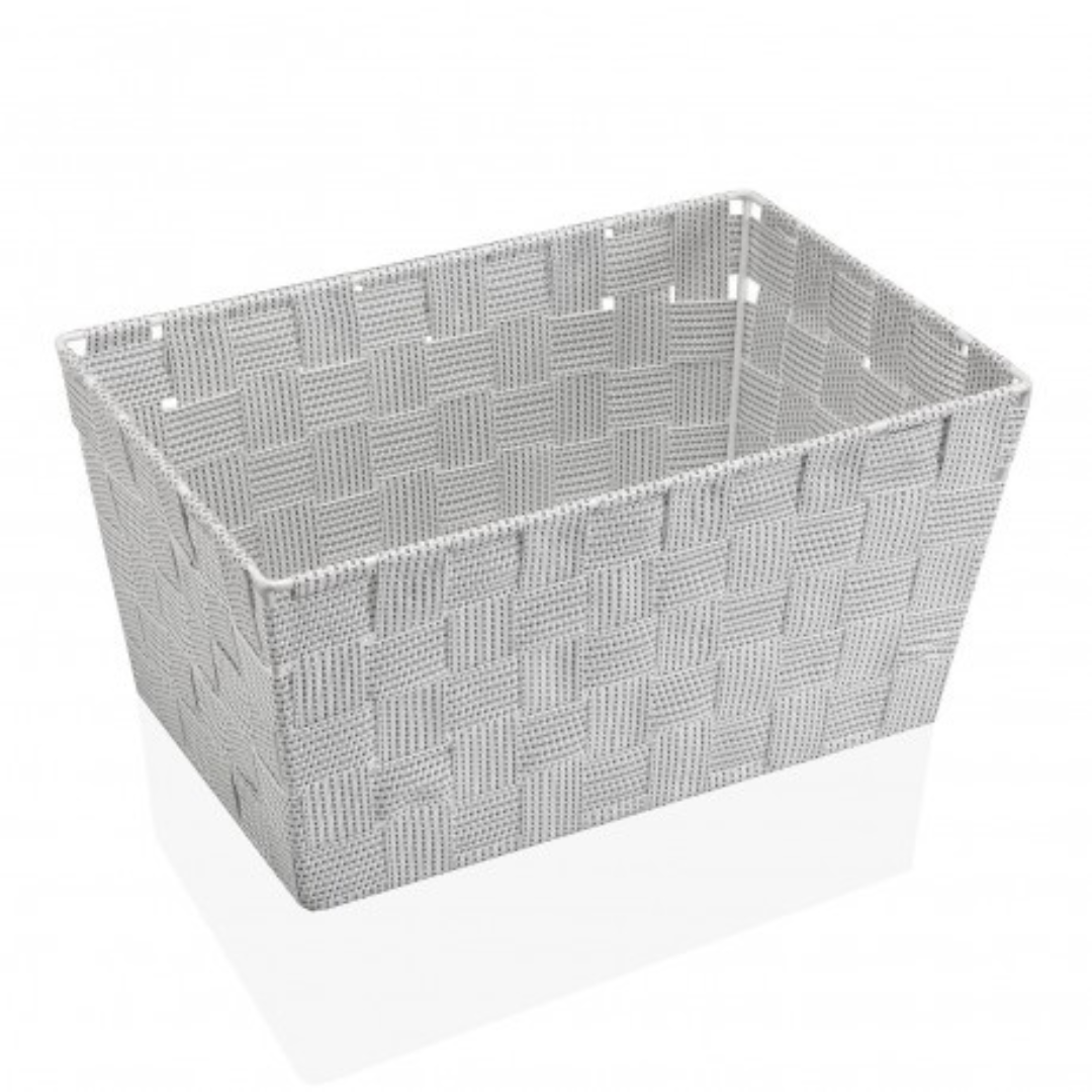 Large white basket with dots