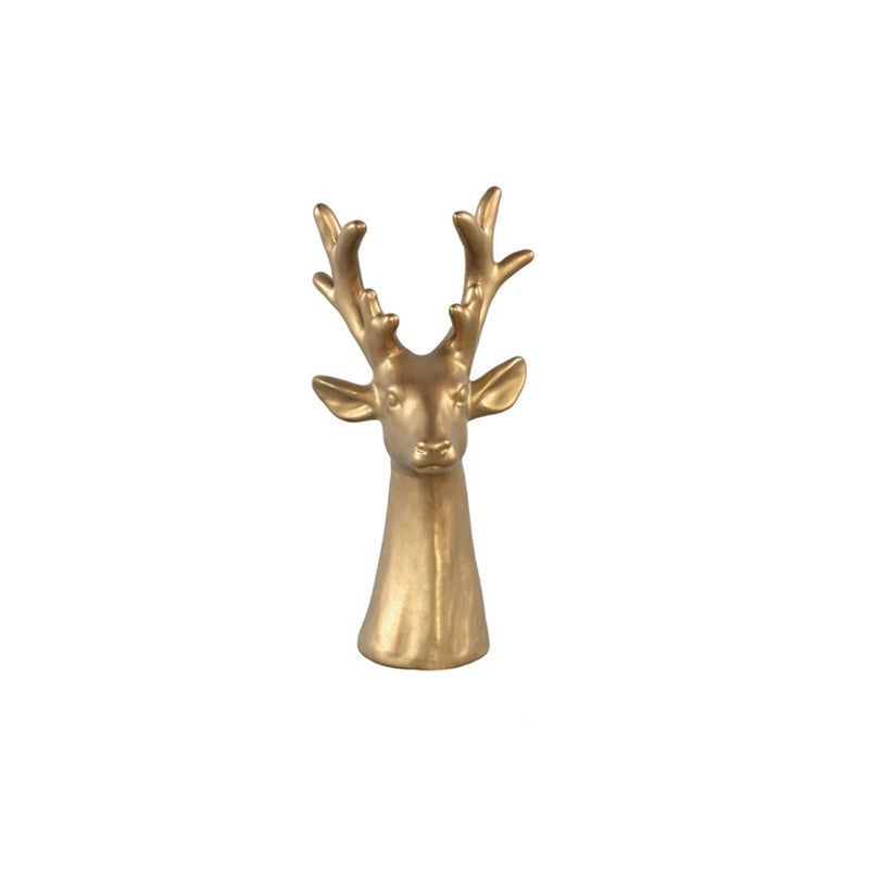 Ceramic Sculpture Golden Deer Head