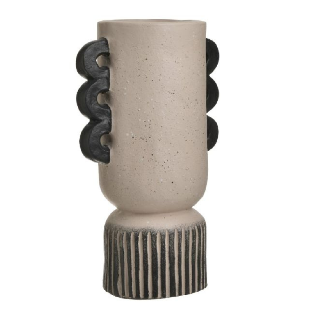 Jarrón Fibra de Vidrio Negro/Beige 21Χ14Χ36