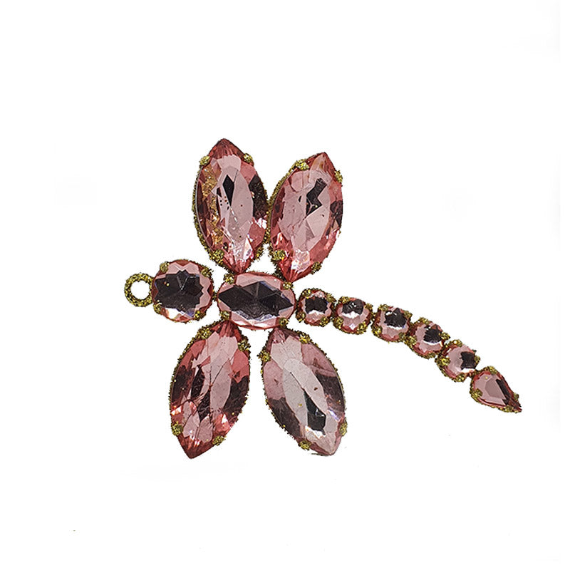 Decoración de navidad libélula de piedras y cristal