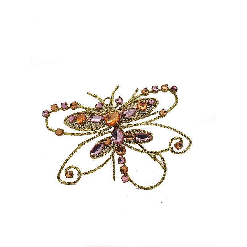 Decoración de navidad mariposa de piedras y cristal