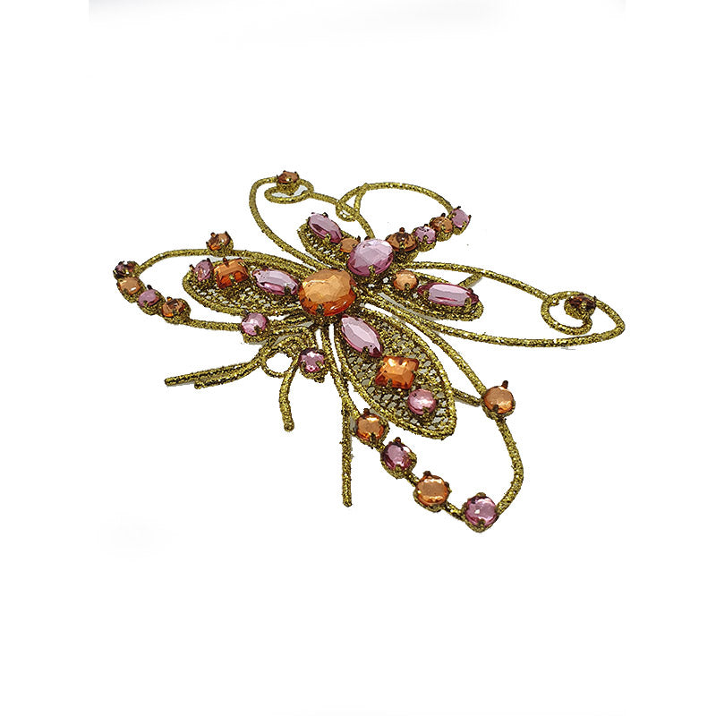 Decoración de navidad mariposa de piedras y cristal