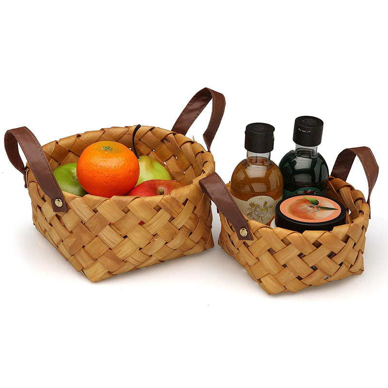 Set 2 cestas redondas de madera para la cocina