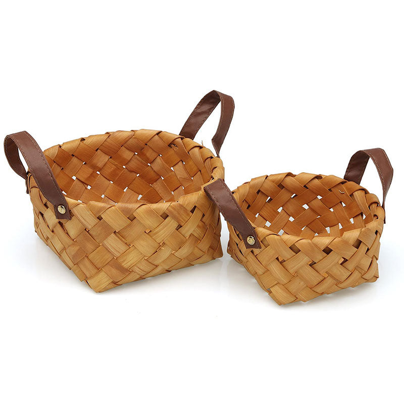 Set 2 cestas redondas de madera para la cocina